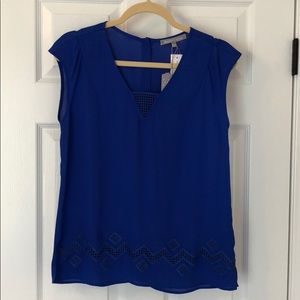 Royal blue crochet trim top